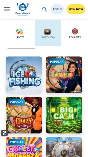 DrueckGlueck Casino Mobile Image Croupier en direct