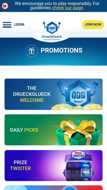 Promociones del casino DrueckGlueck en la aplicación móvil