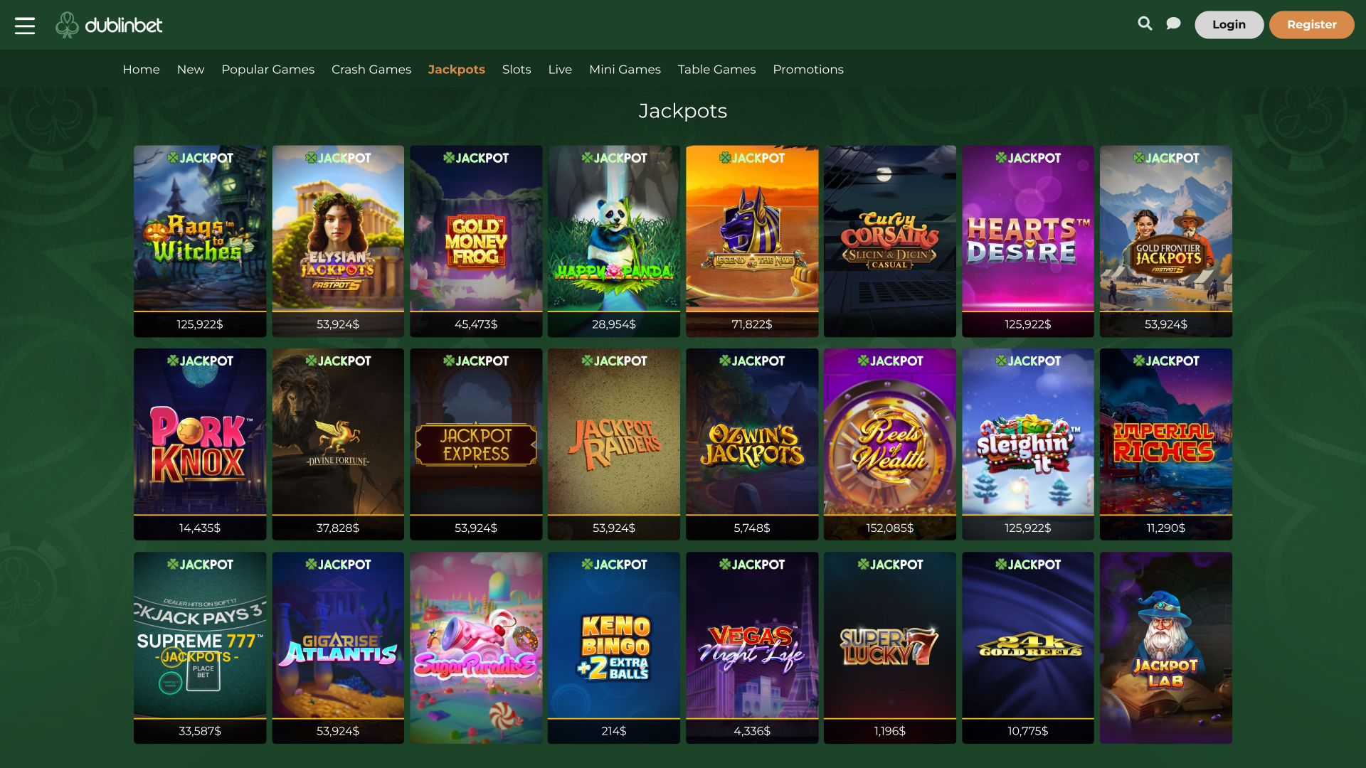 Escritorio con jackpot de Dublinbet Casino