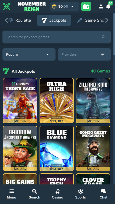 Jackpot du casino Duelbits sur mobile