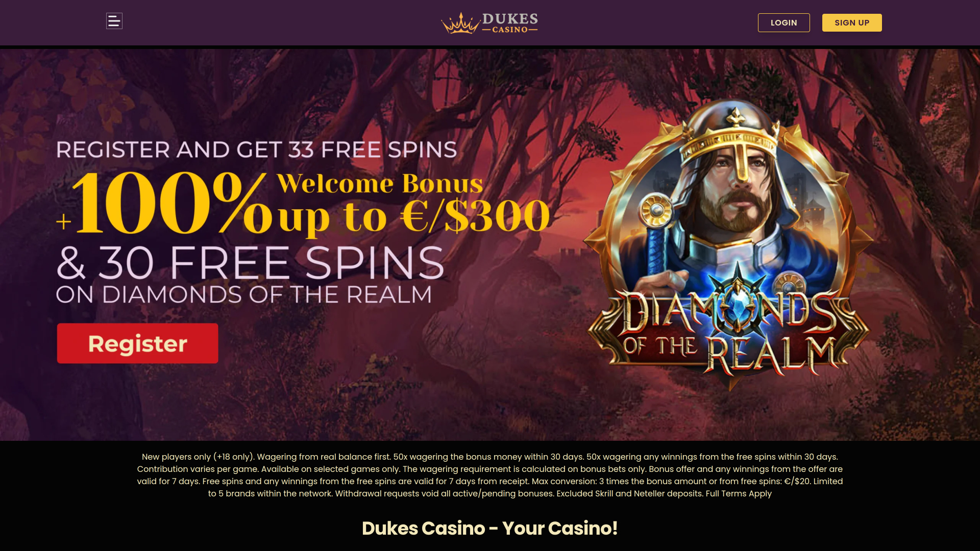 Dukes Casino Startseite Desktop