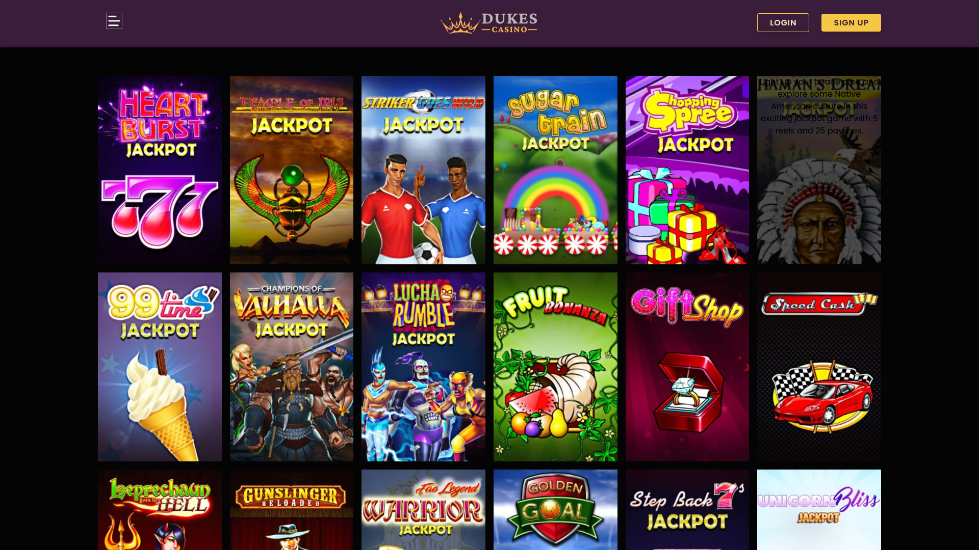 Dukes Casino Jackpot Desktop
