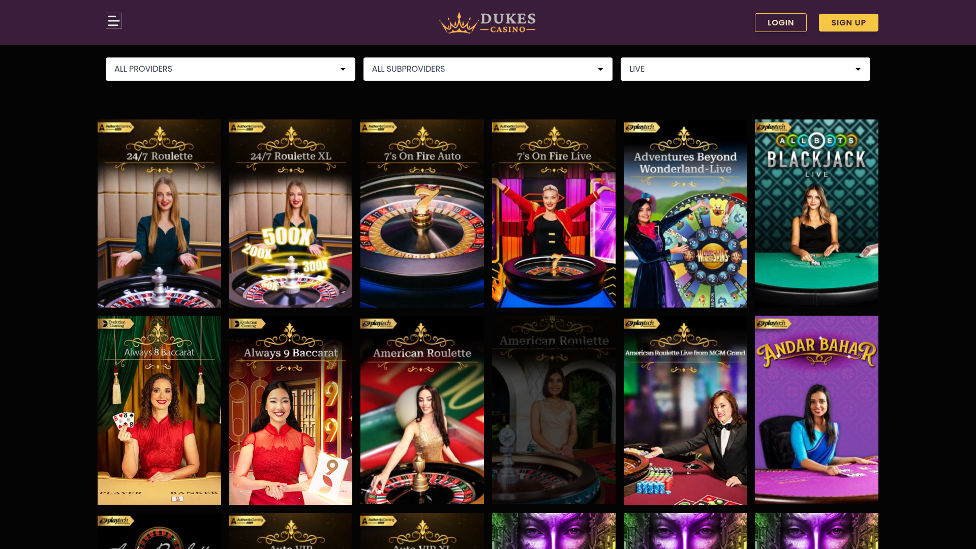 Dukes Casino Live-Dealer-Desktop