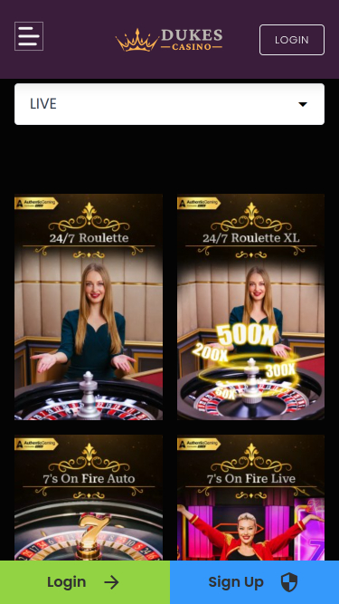Dukes Casino Live Dealer Mobile