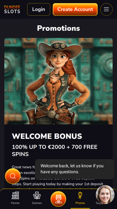 Promotions mobiles du casino Dundeeslots