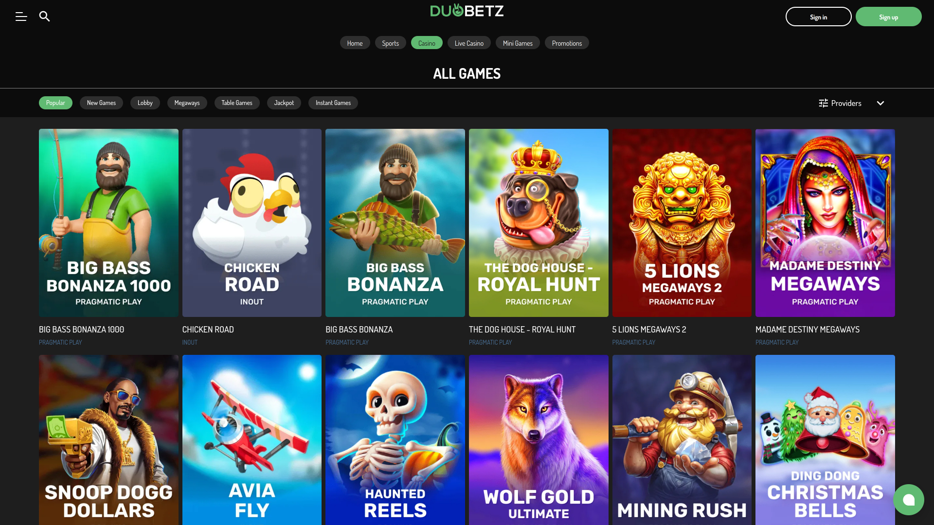 Juegos de casino Duobetz para escritorio