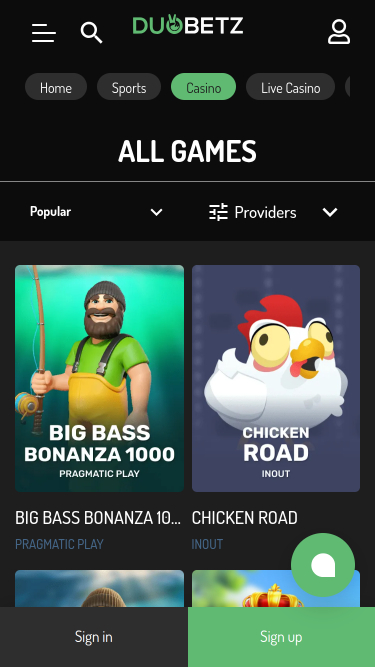 Juegos de casino Duobetz para móvil