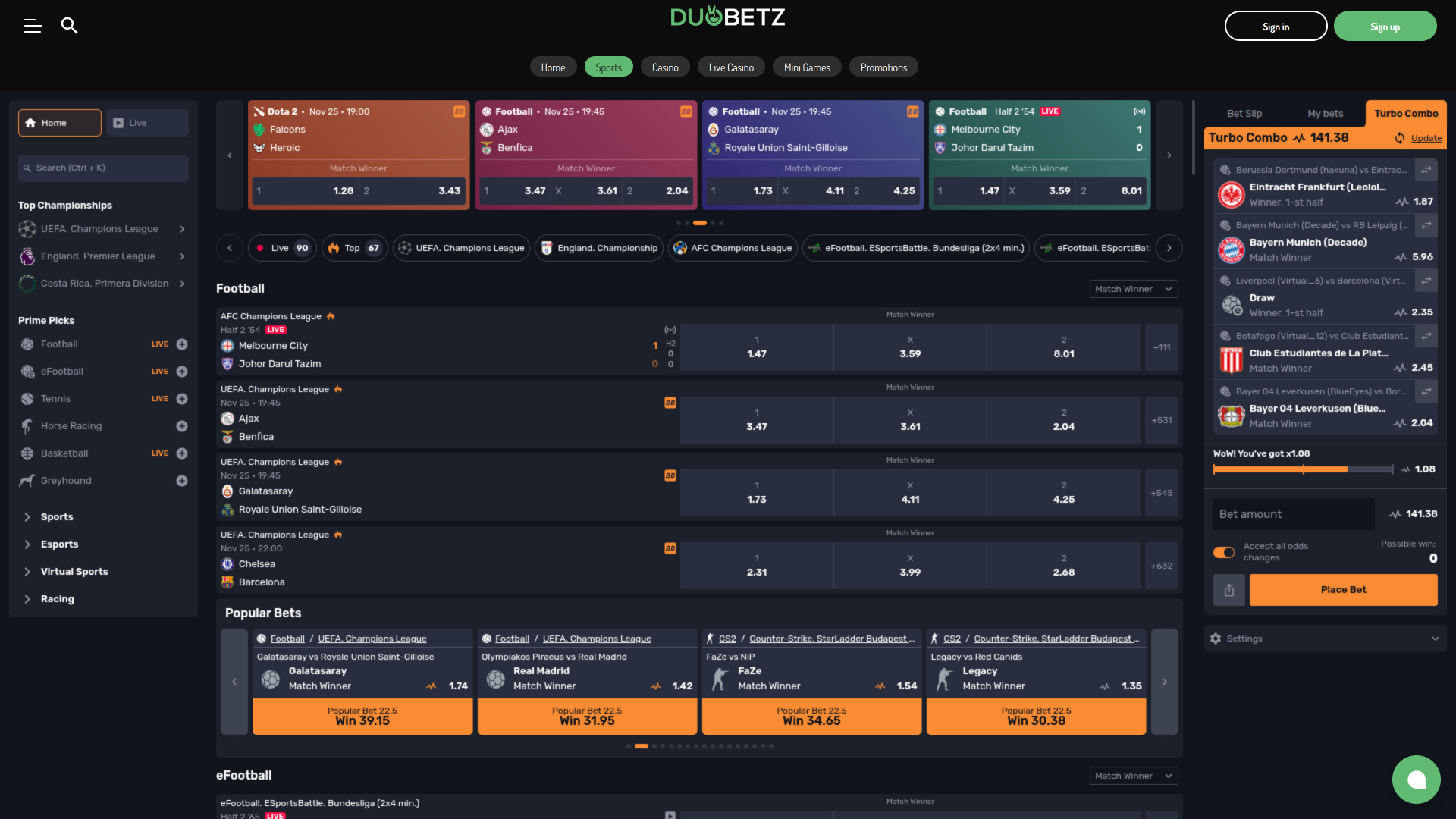 Casino Duobetz Deportes de escritorio