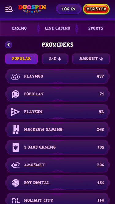 Développeurs de jeux de casino Duospin Mobile