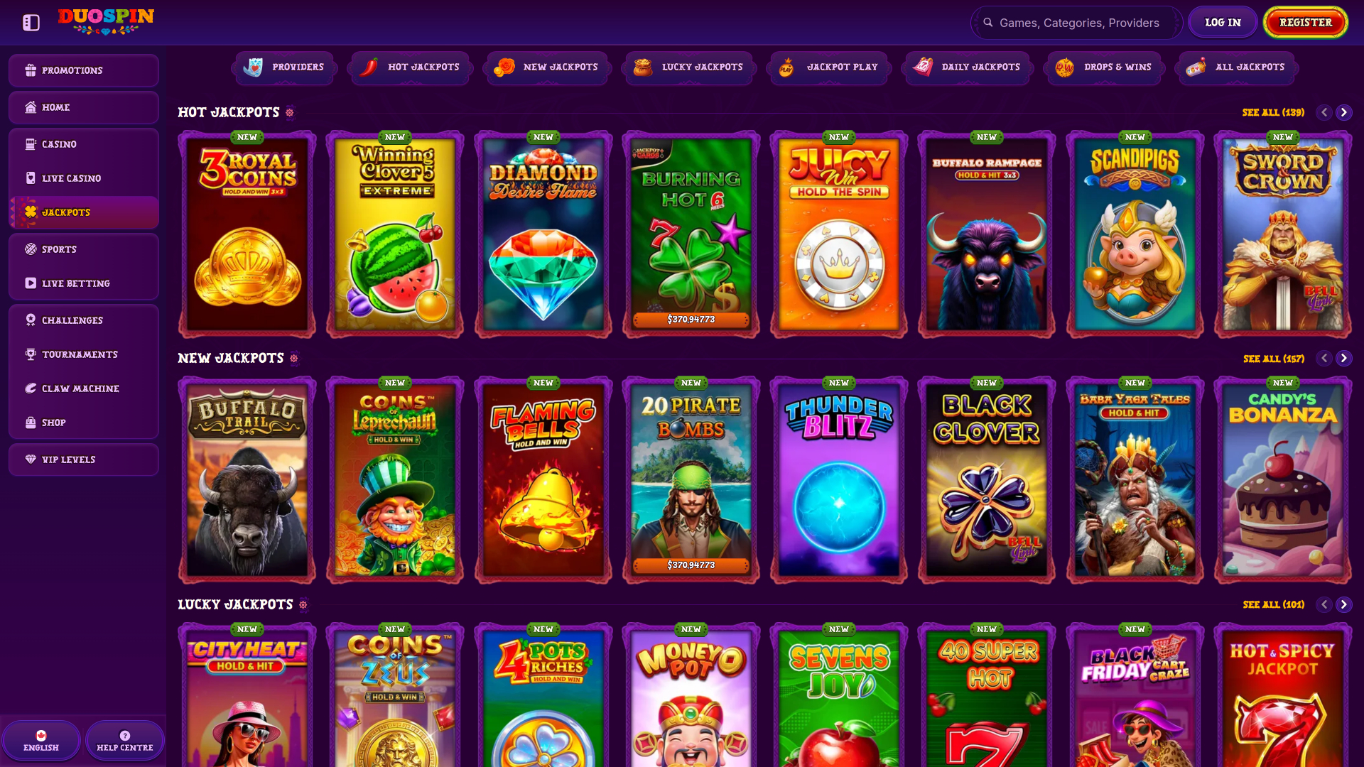 Casino Duospin Jackpot sur ordinateur