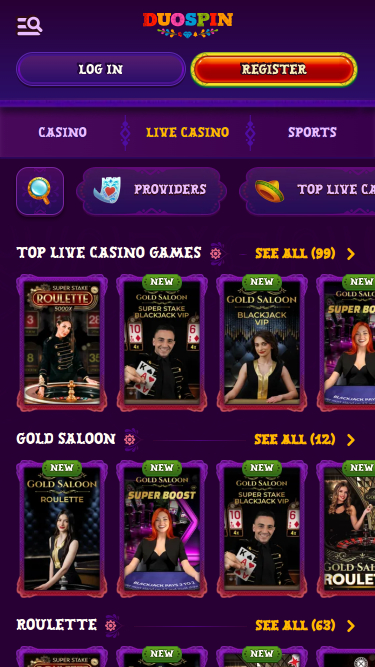 Duospin Casino Live Croupier Mobile