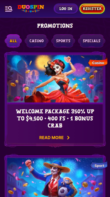Promotions du casino Duospin sur mobile