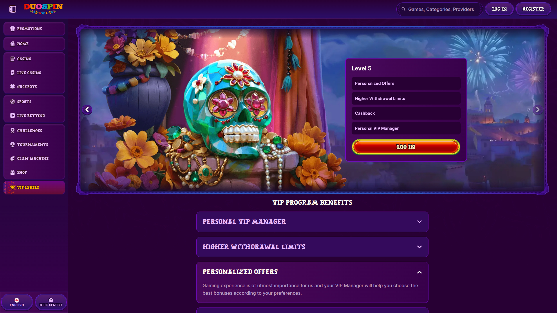 Programme VIP de bureau DuoSpin Casino