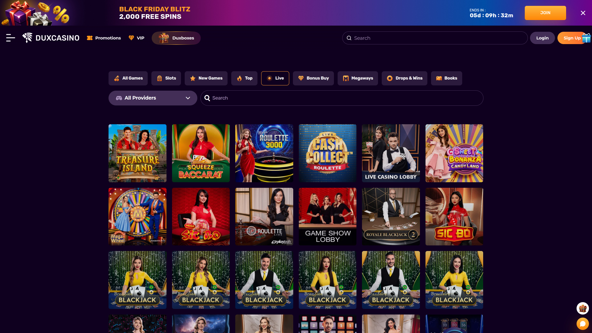 Dux Casino Live Dealer sur ordinateur