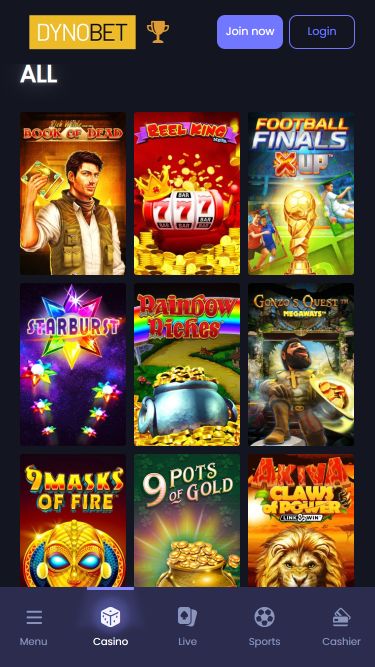 Jeux d'images mobiles du casino Dynobet