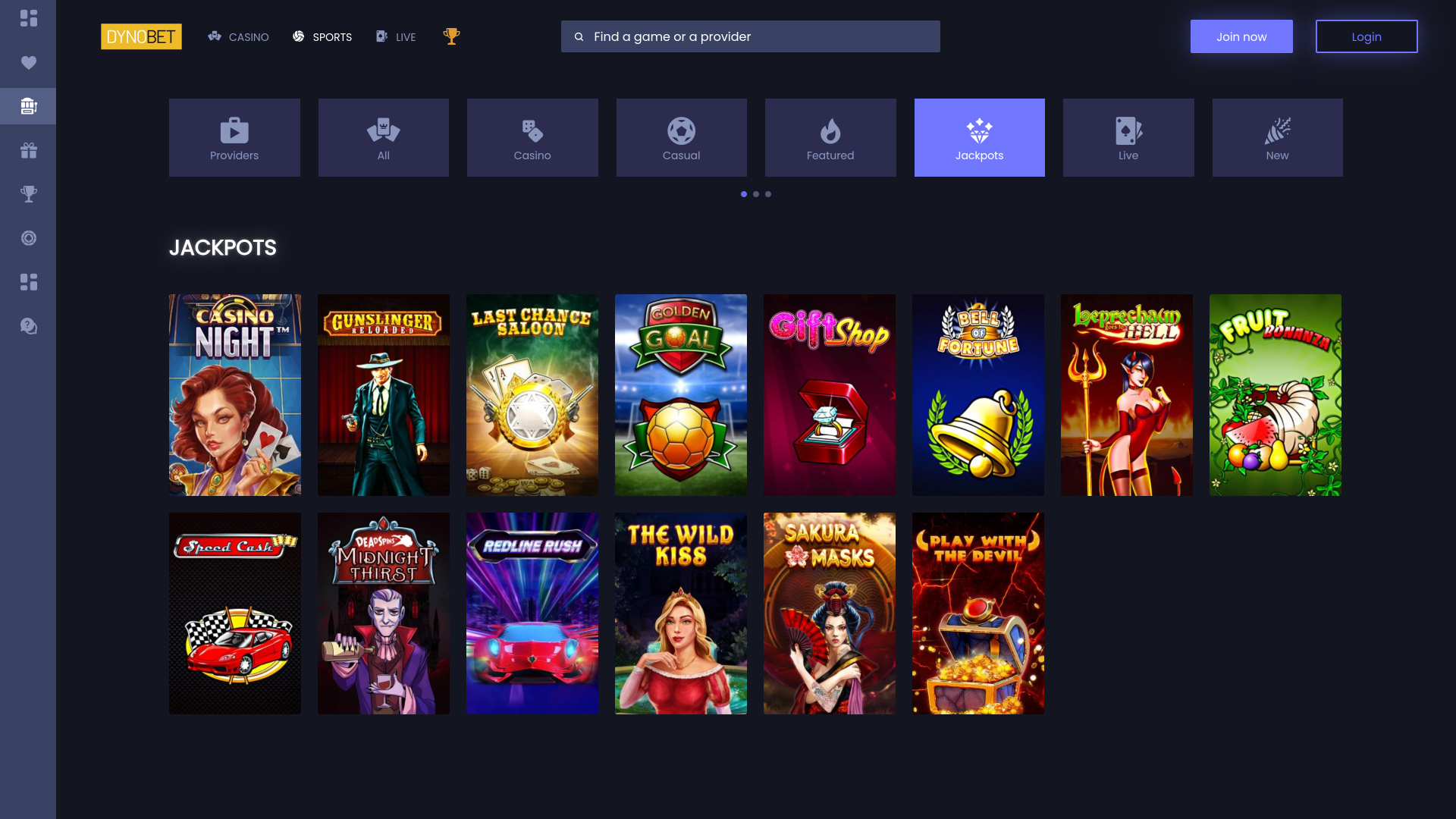 Dynobet Casino Jackpot Desktop
