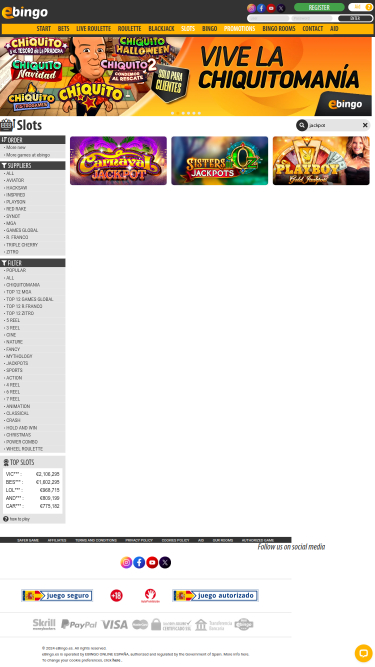 Jackpot Ebingo version mobile