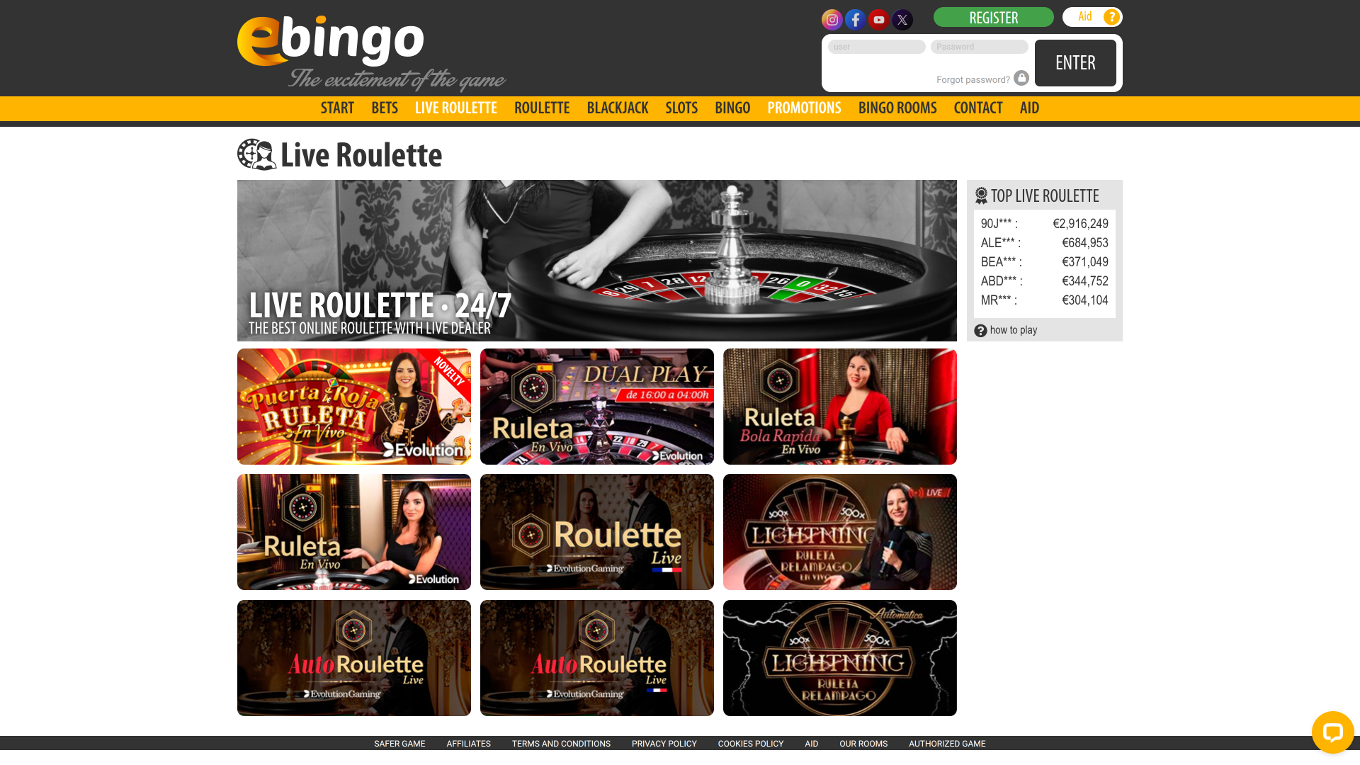 Ebingo avec croupier en direct sur ordinateur