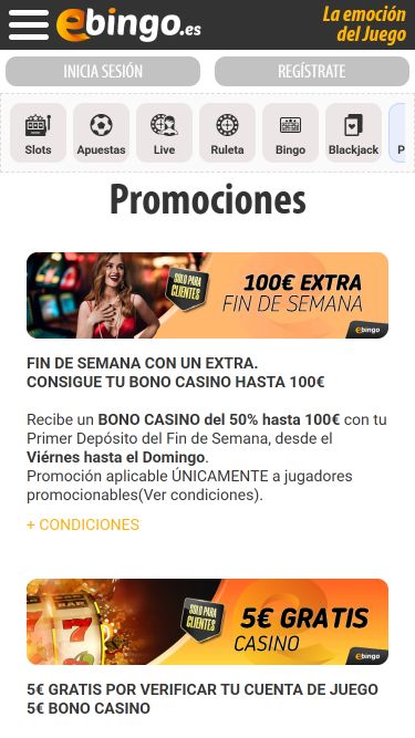 Promotions d'images mobiles Ebingo
