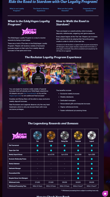 Programme VIP mobile Eddy Vegas