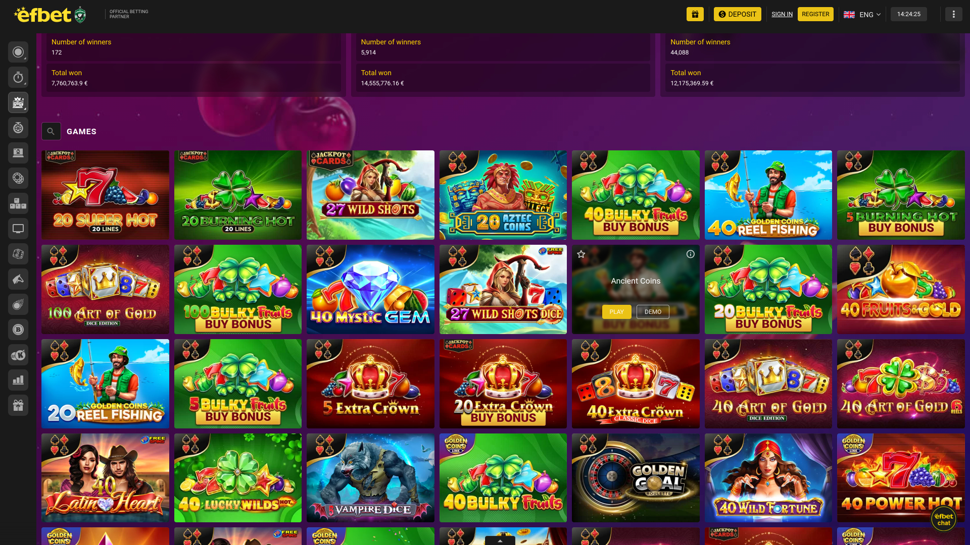 Efbet Jackpot Desktop