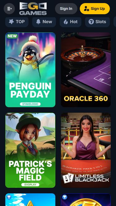 Игры с изображениями для мобильной версии Ego Games Casino
