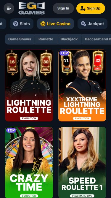 Мобильный live-дилер Ego Games Casino