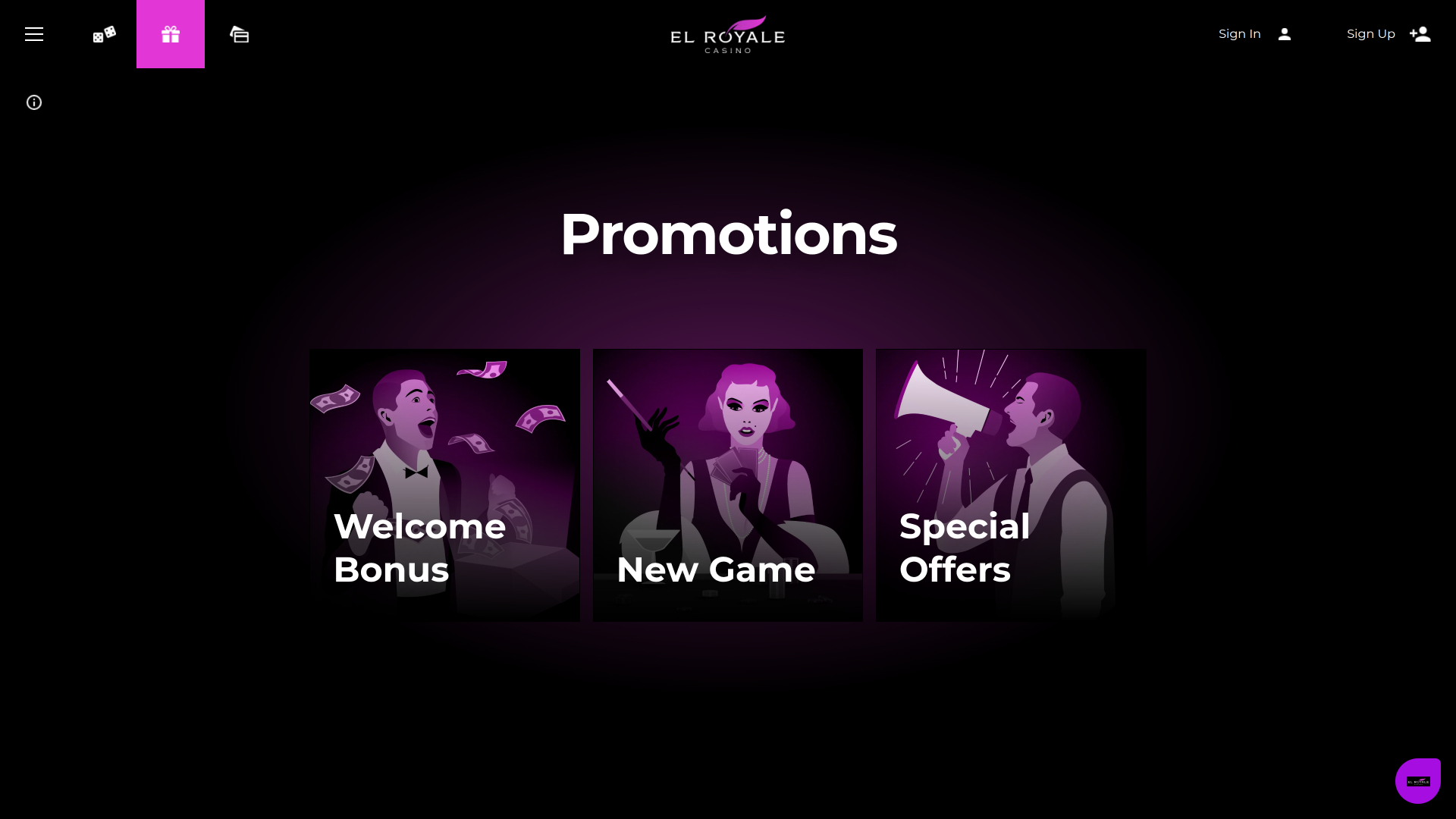 Promotions du casino El Royale version bureau