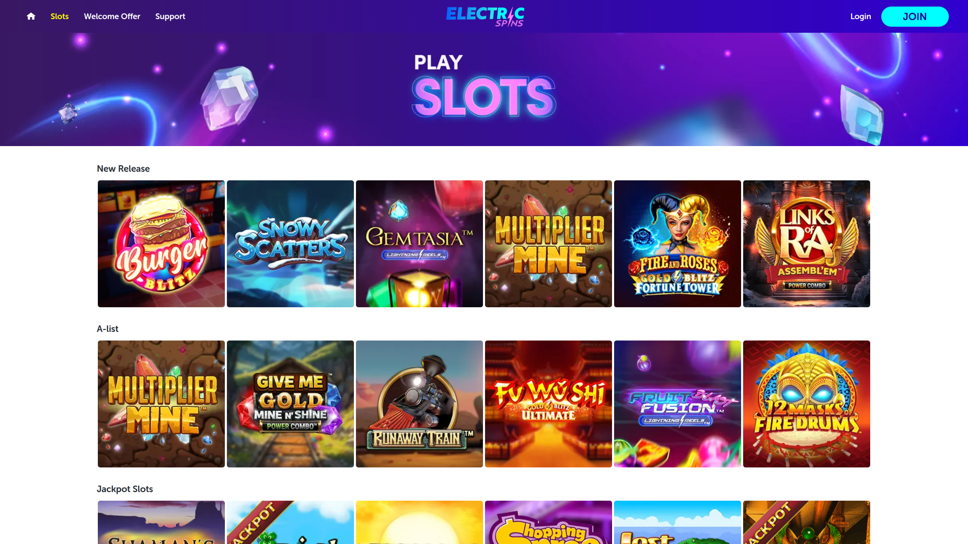 Juegos de casino Electric Spins para escritorio