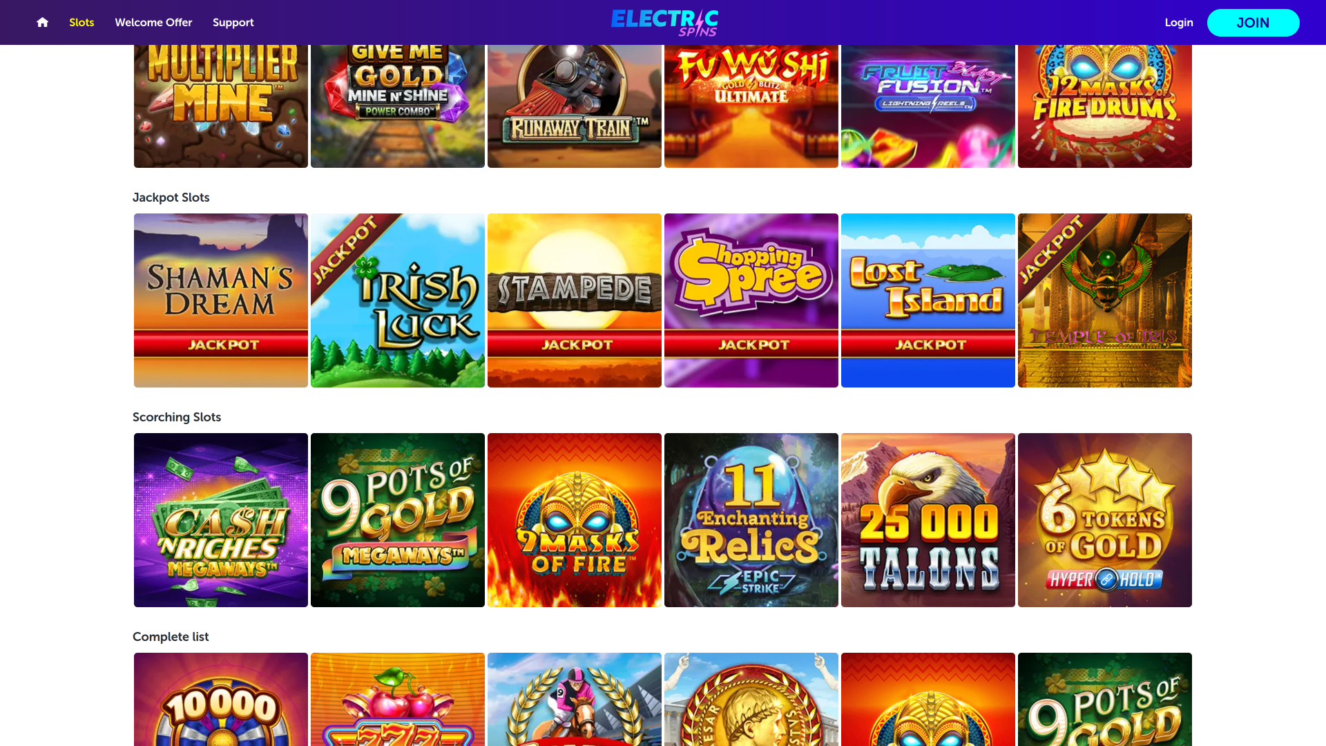 Casino Electric Spins Jackpot para escritorio