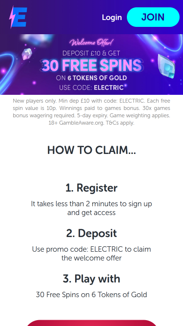 Promociones de Electric Spins Casino Móvil