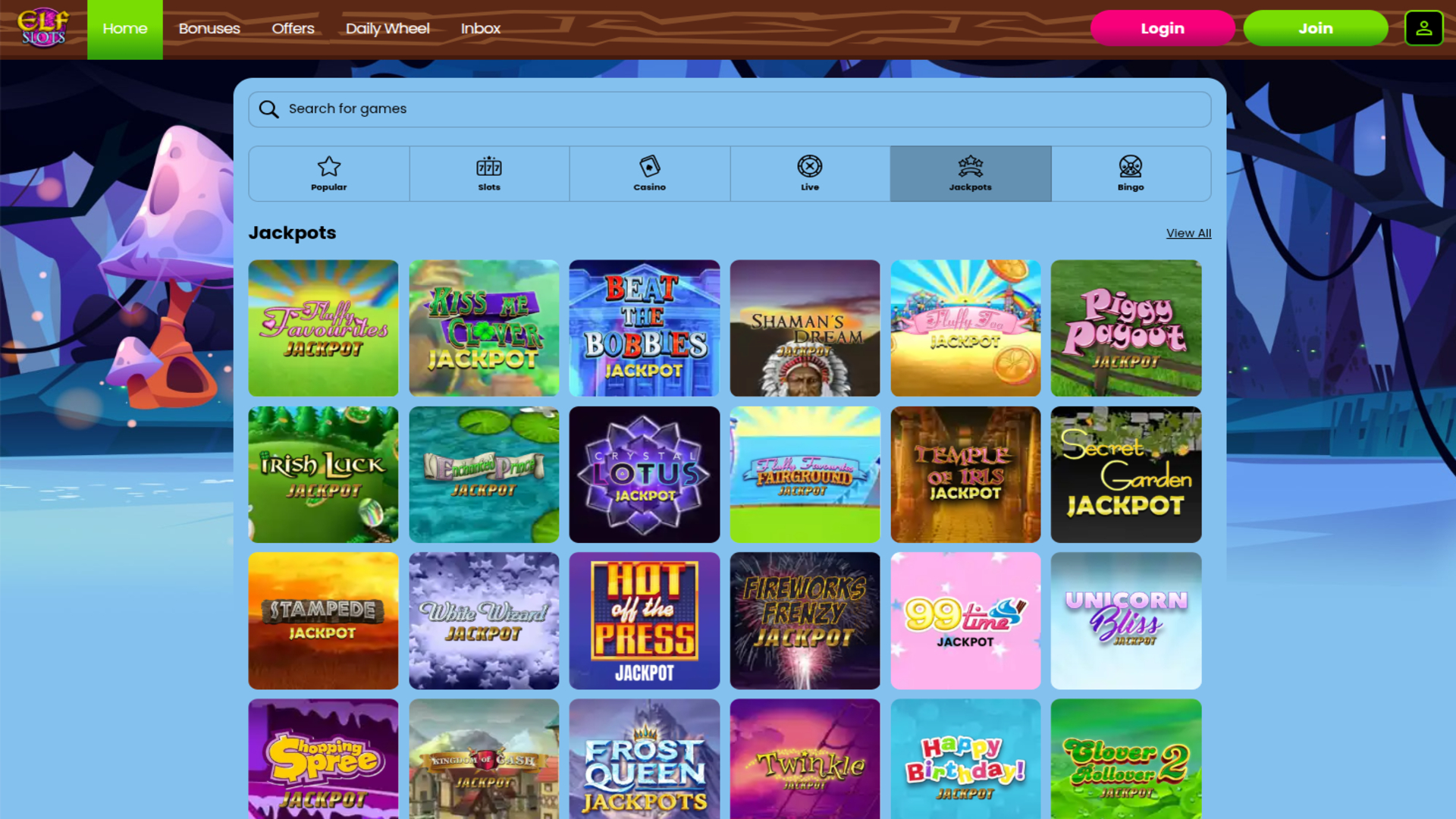 Jackpot du casino Elf Slots sur ordinateur