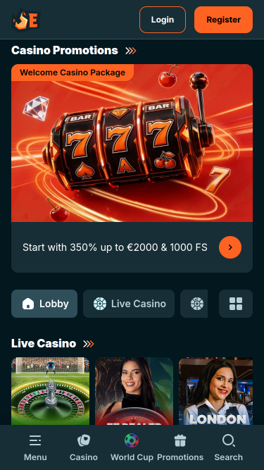 Emberbet Casino Móvil con crupier en vivo