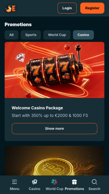 Promociones móviles de Emberbet Casino