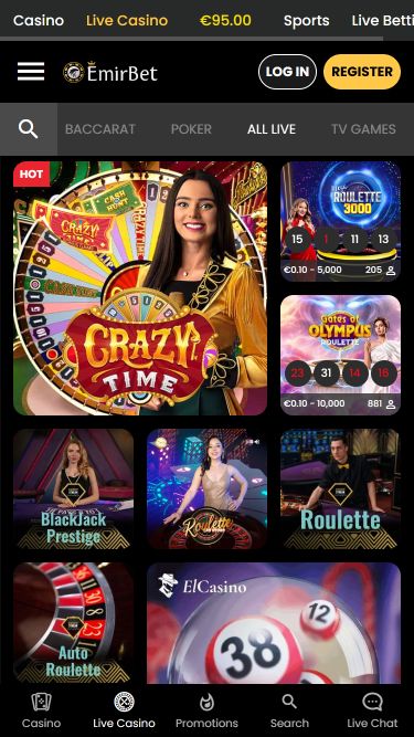 EmirBet Мобильное изображение Live Дилер
