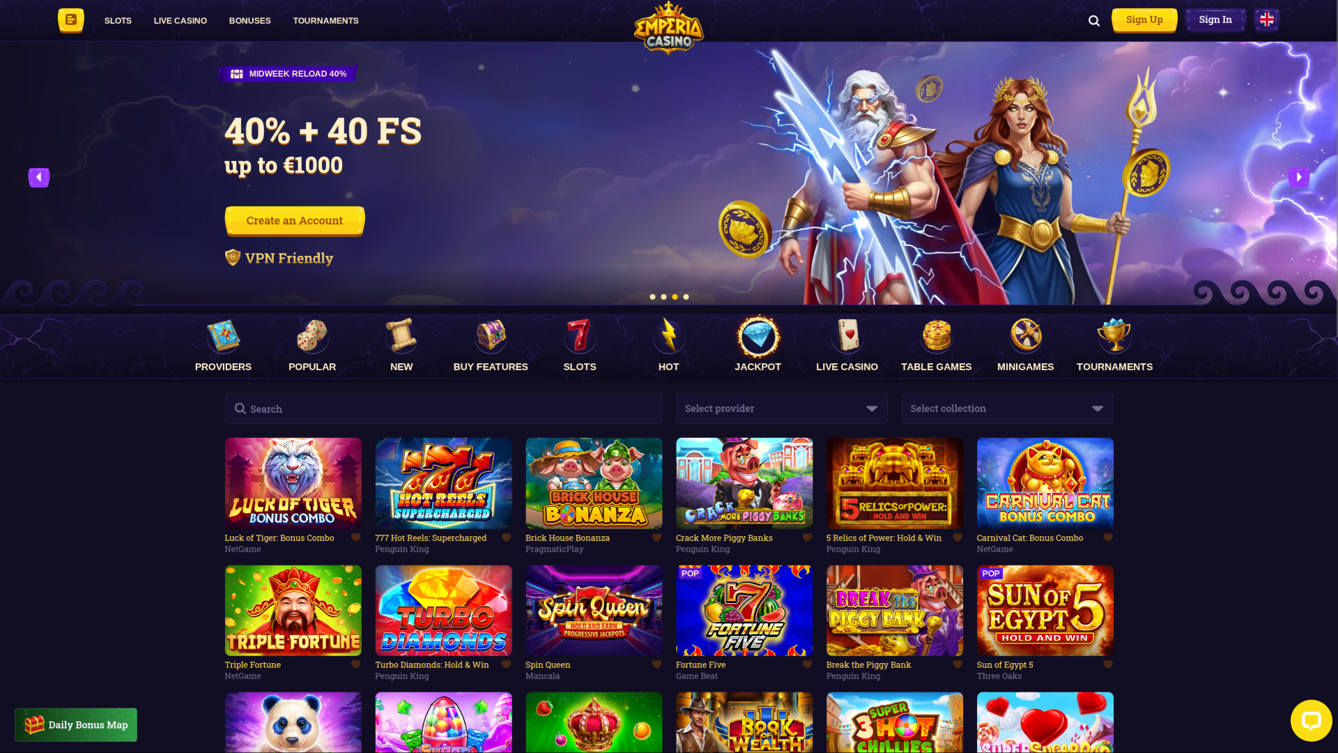 Jackpot de bureau du casino Emperia
