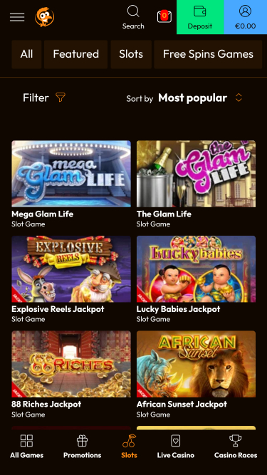 Jackpot du casino Emu sur mobile