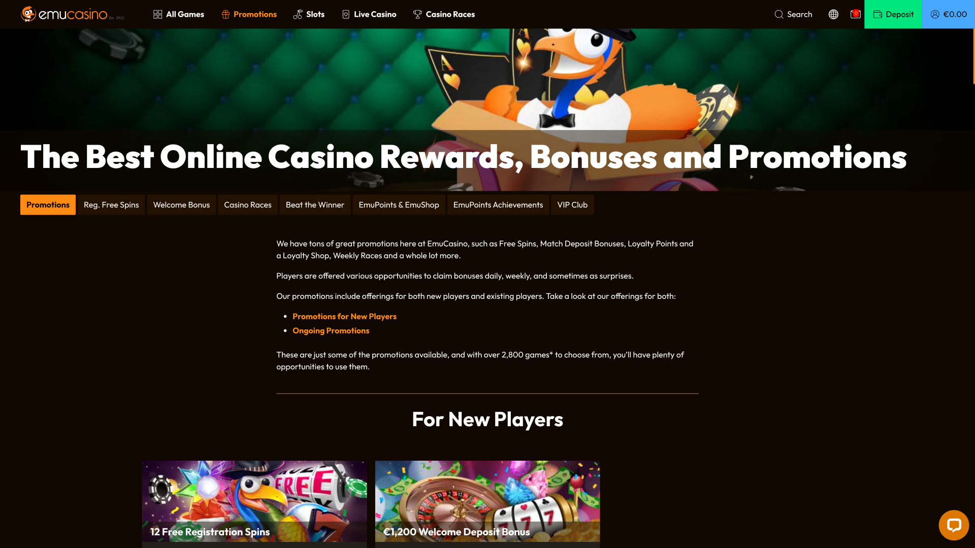 Promotions du casino Emu sur ordinateur