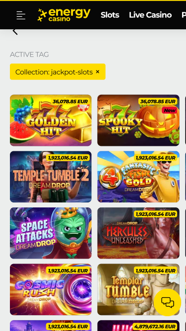 Jackpot del casinò Energy Mobile