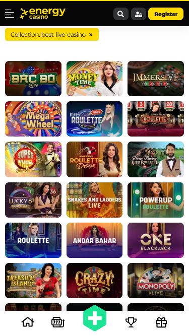 Мобильное приложение Energy Casino с живыми дилерами.