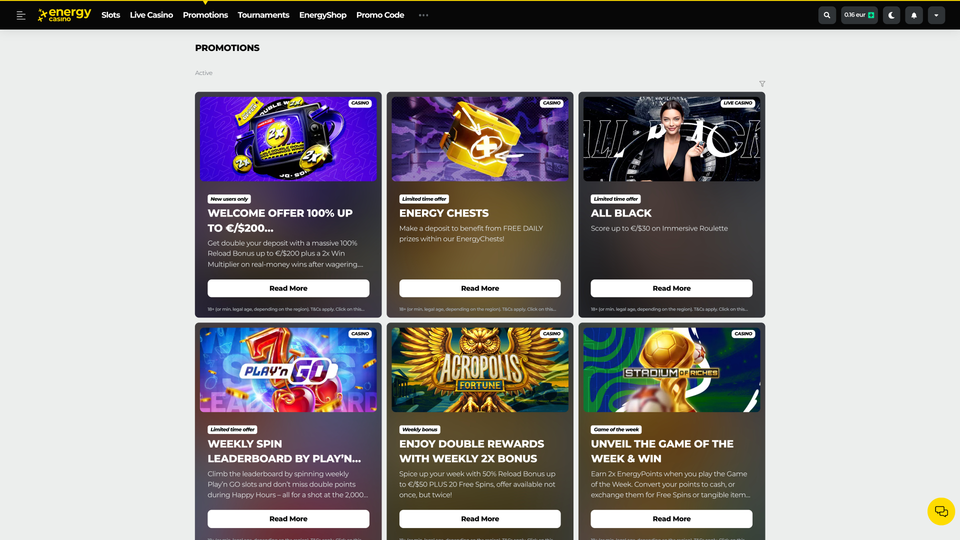 Promozioni Desktop di Energy Casino