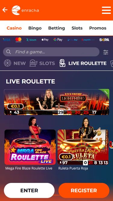 Croupier en direct avec image mobile de Enracha Casino