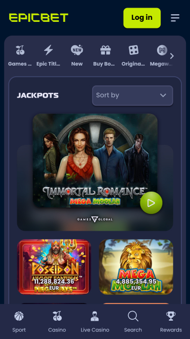 Jackpot du casino EpicBet sur mobile