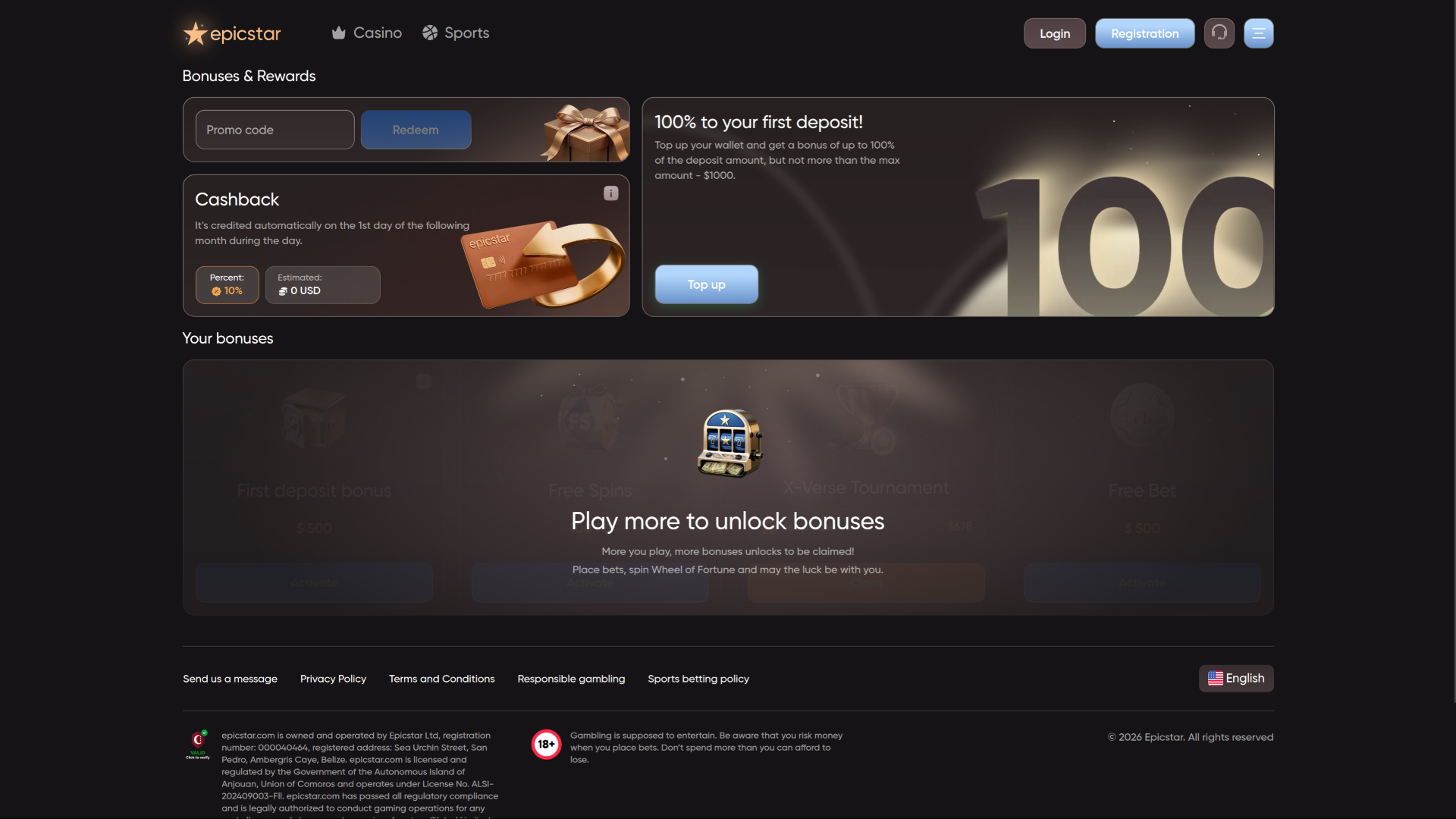 Promotions Epicstar Casino sur ordinateur