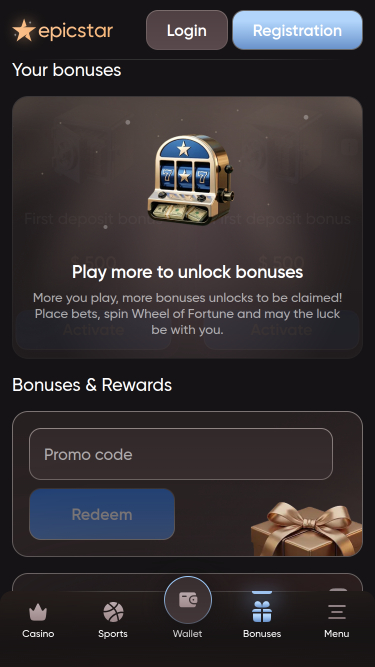 Promotions mobiles d'Epicstar Casino