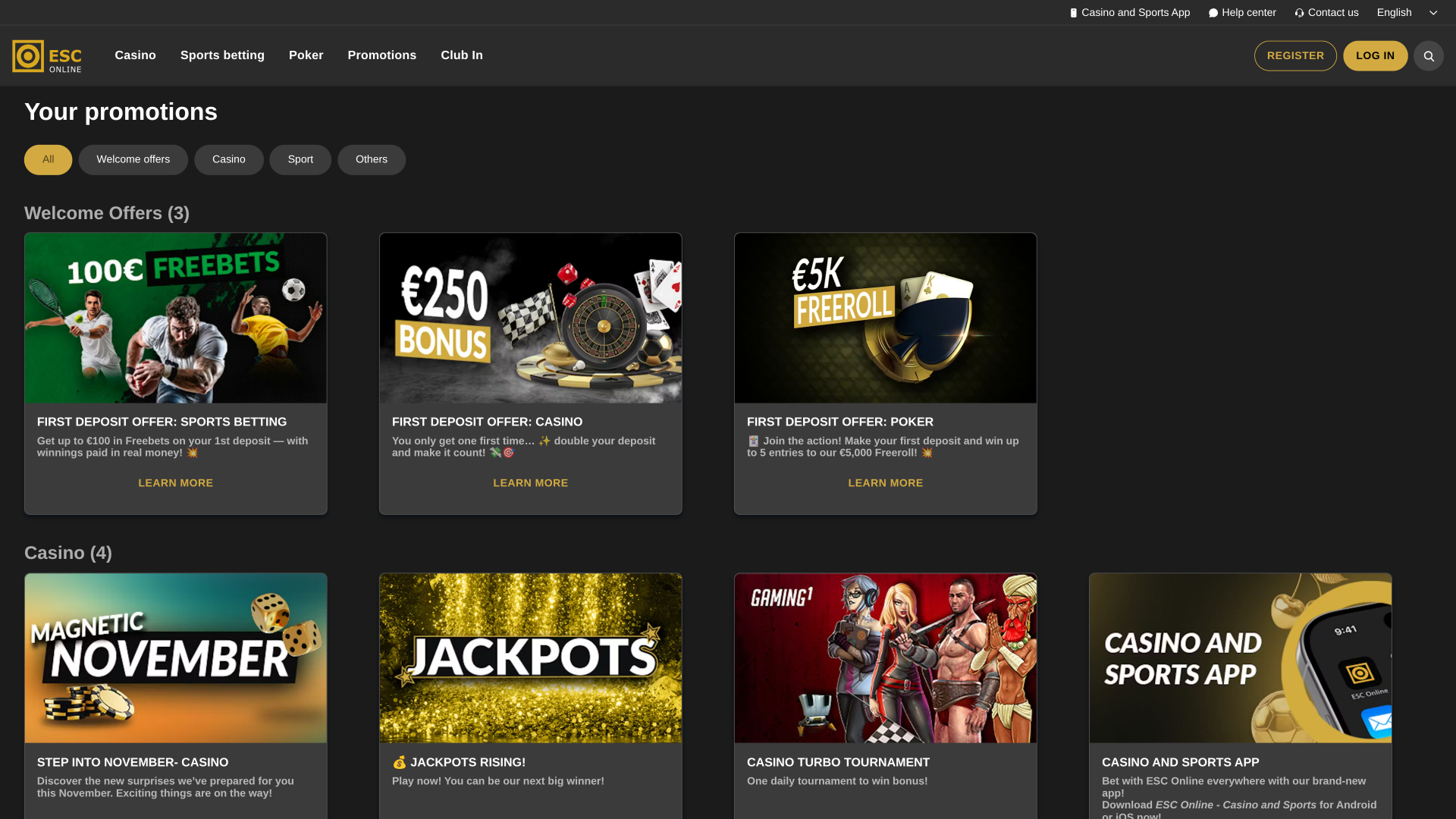 Promotions du casino Estoril Sol version ordinateur