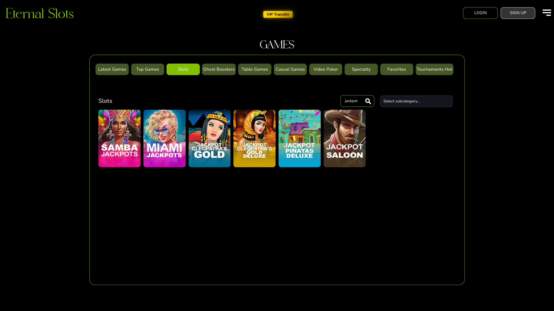 Jackpot du casino Eternal Slots sur ordinateur