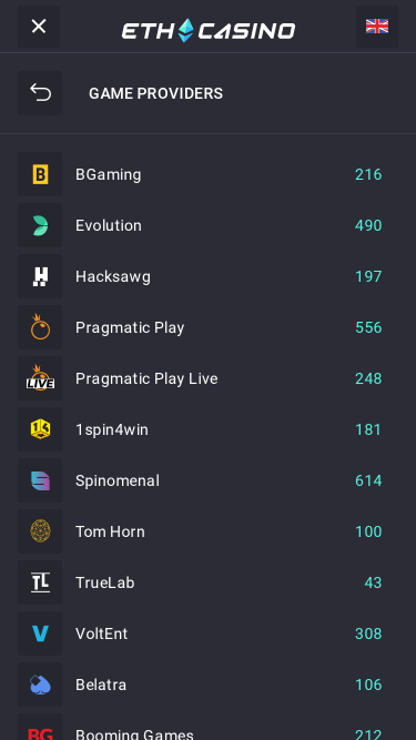 Développeurs de jeux de casino ETH Mobile