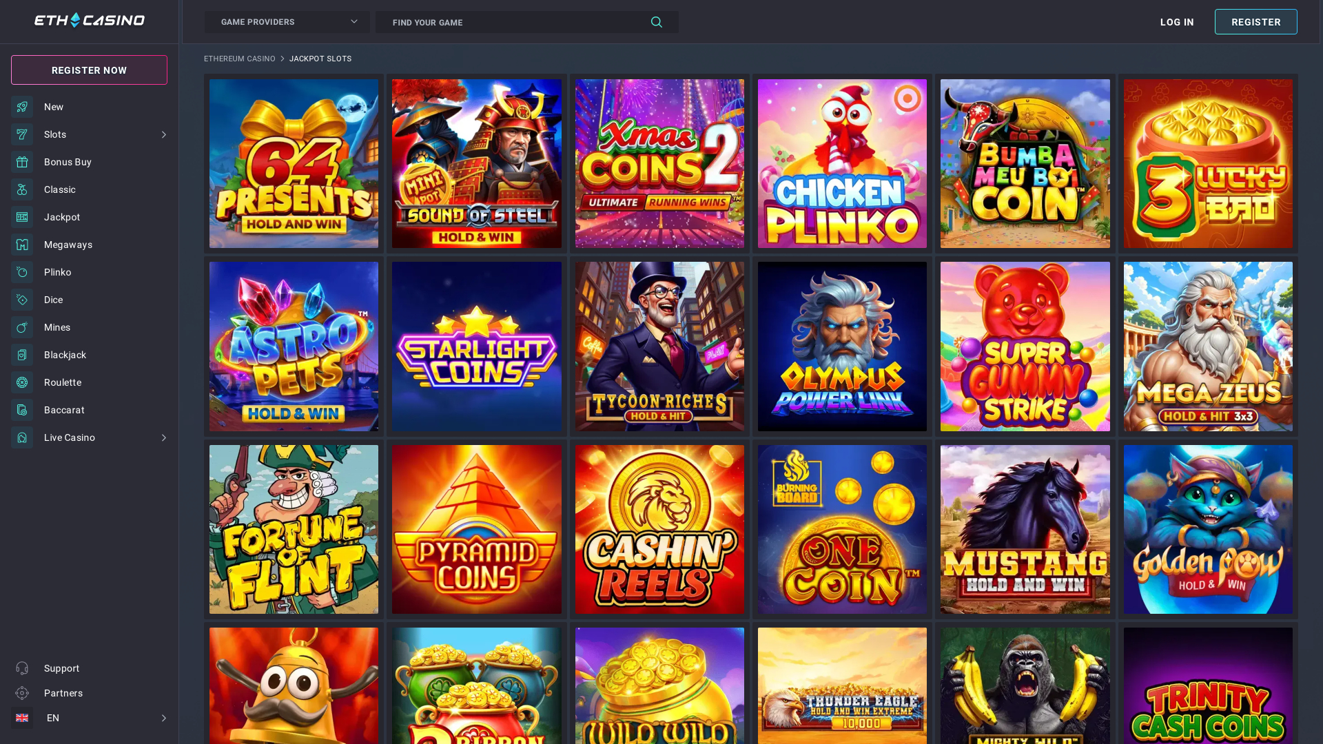 Jackpot du casino ETH sur ordinateur