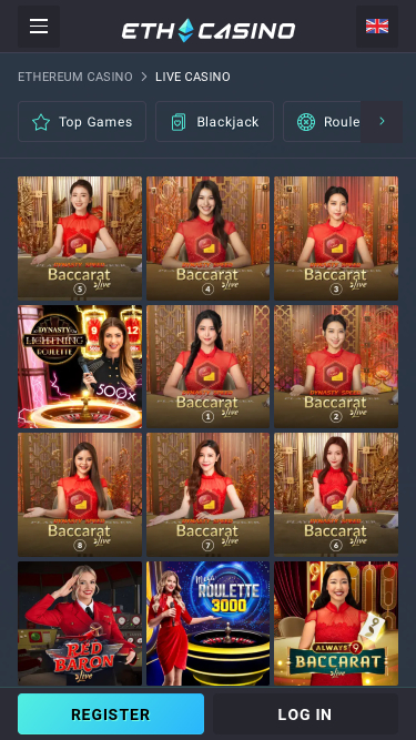 Casino ETH avec croupiers en direct sur mobile